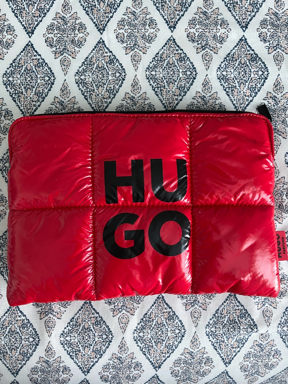 HUGO Bright Red Quilted Kids Puffer with Black Logo